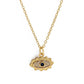 Lucky Eye Eulenherz Fatima Handpantoffeln Türkischer Böser Blick Anhänger Halskette Kupfer Goldfarbe, Langkettige Halskette für Frauen BE132