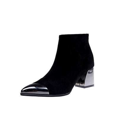 Mode Damen hohe Absätze Stiefel, warme Schuhe spitze Zehe