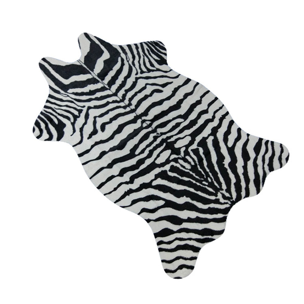 1x Zebra Kuh Schaf Bedruckter Tierfell Teppich, rutschfeste Matte