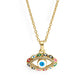 Lucky Eye Eulenherz Fatima Handpantoffeln Türkischer Böser Blick Anhänger Halskette Kupfer Goldfarbe, Langkettige Halskette für Frauen BE132