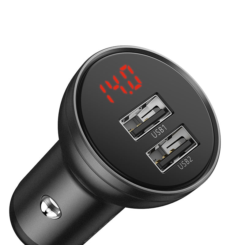 Baseus 24W USB Autoladegerät Duales USB Ladegerät mit LED Anzeige Universelles Handy Ladegerät für iPhone Huawei Xiaomi