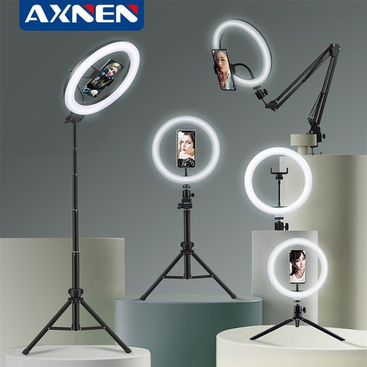 Selfie-Ringlicht-Fotografie-LED-Lampenrand mit optionaler mobiler Halterung, Stativ-Ringlicht für Live-Video-Stream
