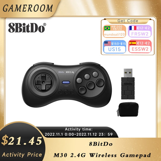 8BitDo M30 2.4G Wireless Gamepad für Sega Genesis/Gega Genesis Mini und Mega Drive/Mini – Sega Genesis Wireless Game Controller