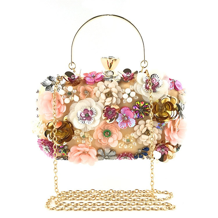 Handgemachte Damen Blumen Clutch Abendtaschen, Stil Geldbörse