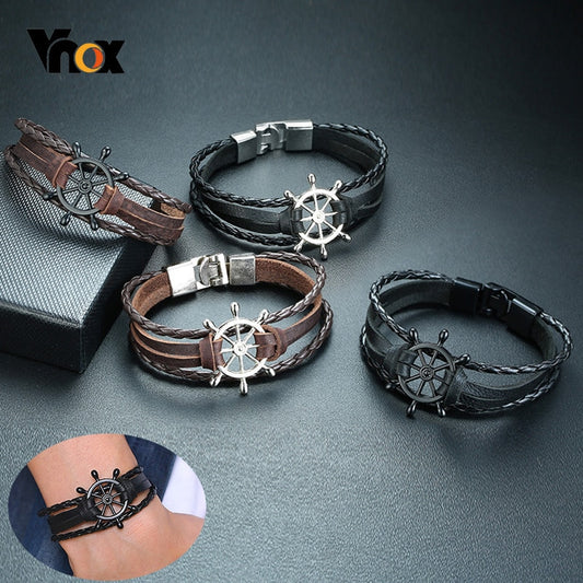 Ruder Charm Mehrschichtige Armbänder mit Leder SeilKette, Handgelenk Armreifen Schmuck