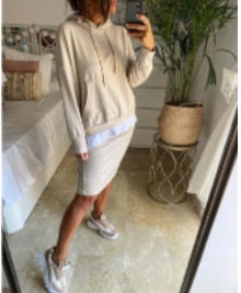 Damen Casual zweiteiler elegant Hoodie Sweatshirt und Harajuku, A-Linie Röcke mit fronttasche Anzug