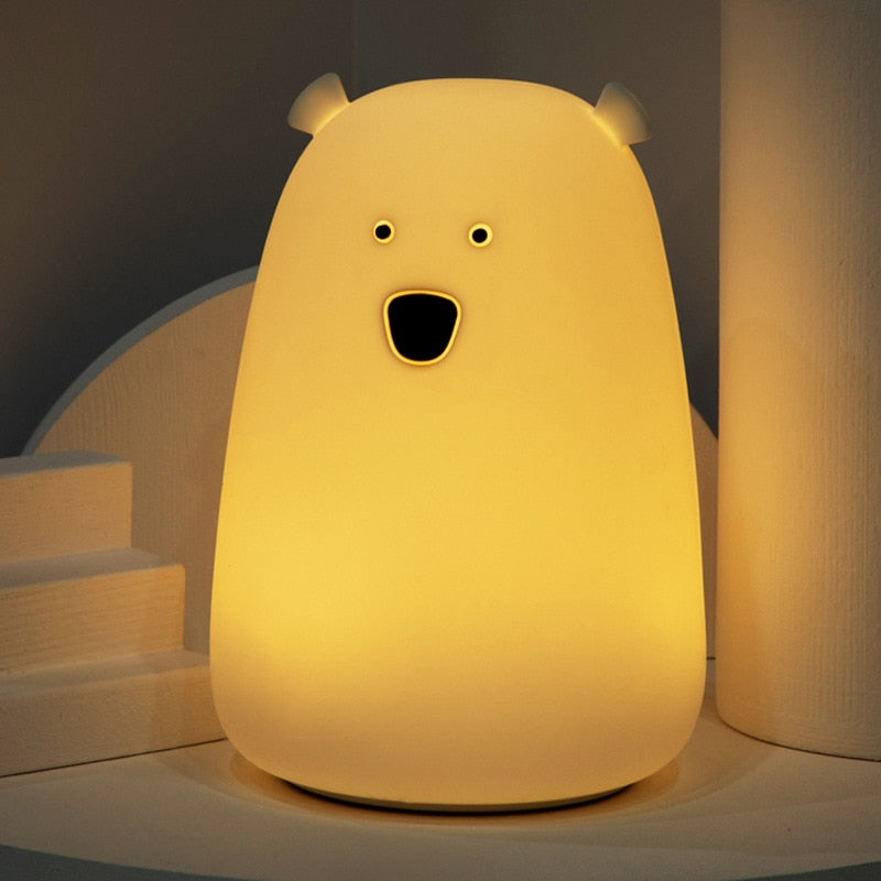 Cute Bär LED Baby Kinder Nachttischlampe aus Silikon mit Touch Sensor, Tap Control