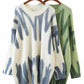 Elegant Grün Gestreift Print Pullover für Frauen
