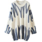 Elegant Grün Gestreift Print Pullover für Frauen
