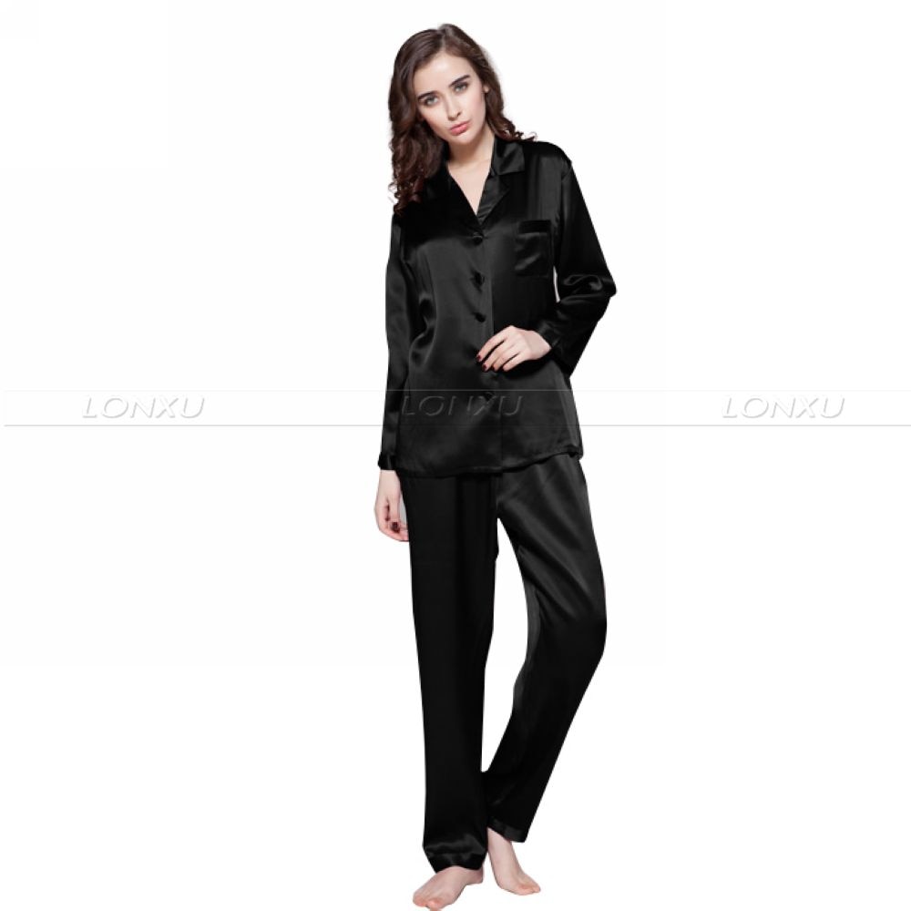Damen Seidensatin Pyjama Set, Nachtwäsche Loungewear S, M, L, XL, 2XL, 3XL Plus Solid__Fit All Seasons
