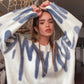 Elegant Grün Gestreift Print Pullover für Frauen