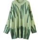 Elegant Grün Gestreift Print Pullover für Frauen