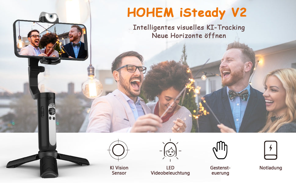 Hohem Gimbal Smartphone iSteady V2 AI Tracking 3 mit Physikalische Bildstabilisierung