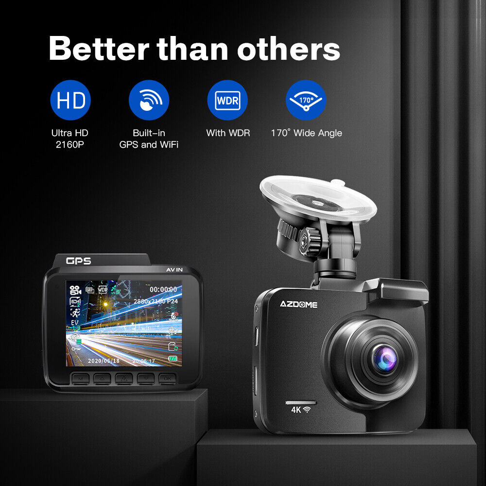 AZDOME GS63H Nachtsichtkamera, Dash Cam Dual Lens 4K UHD, Aufnahme der gefahrenen Strecke beim Autofahren