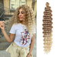 Synthetische Haarverlängerungen für Herbstfrauen Afro Curly Hair Bundles 24 Zoll, Ombre Blonde High Temperature Fiber Hair Weave Bundle